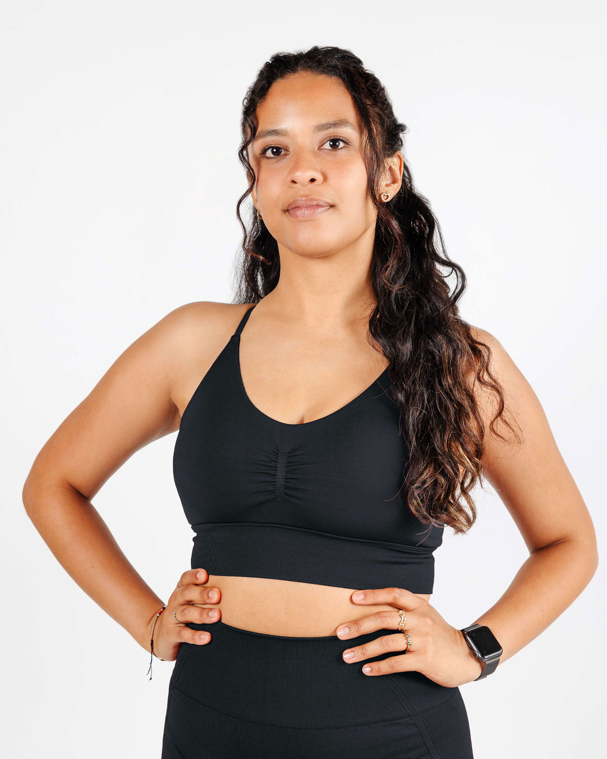 High Supportive Front Scrunch Sports Bra Black - Dellaura Activewear -  -  -