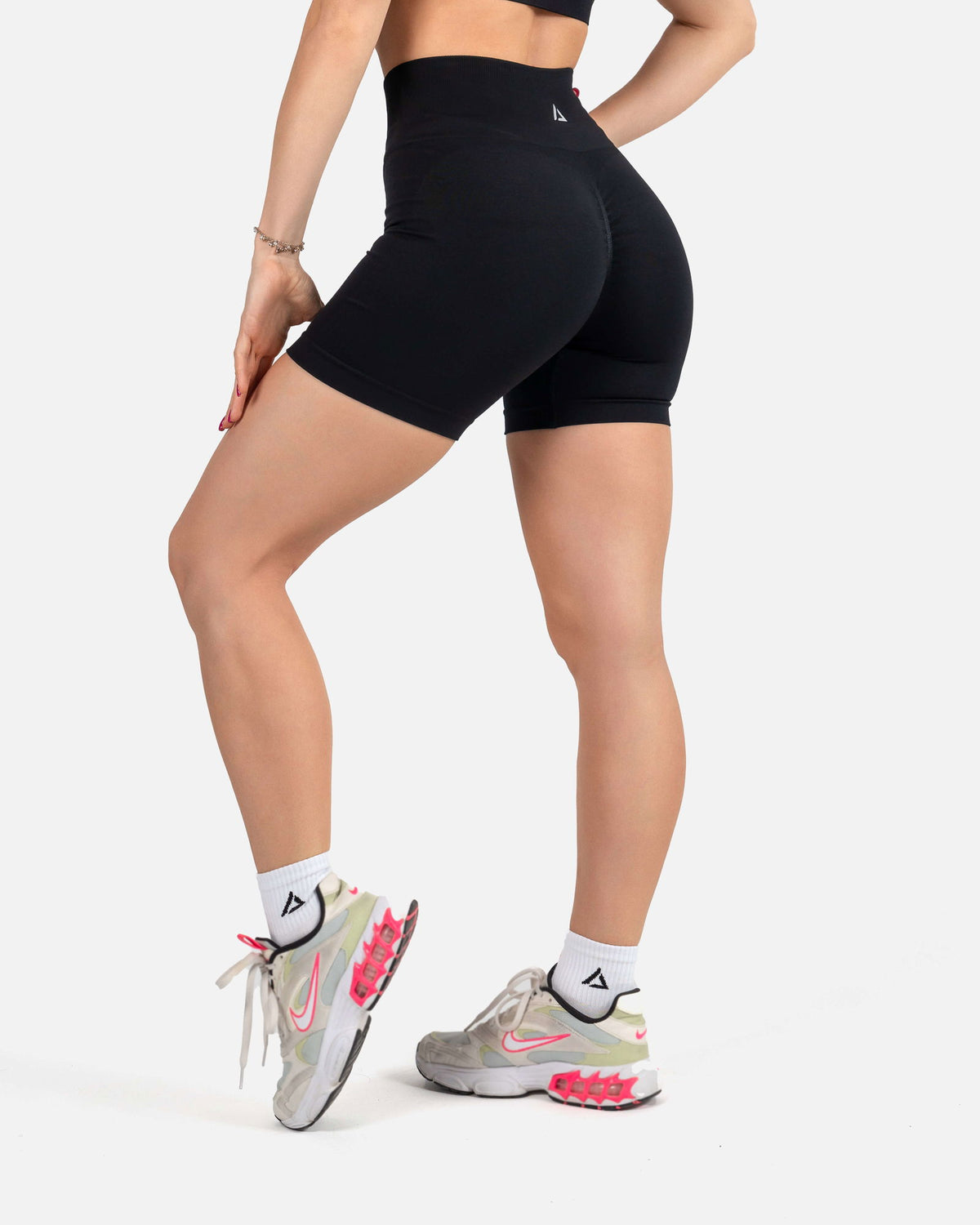 Side view of the Curve Seamless Shorts highlighting the flattering, supportive fit and second-skin feel fabric.